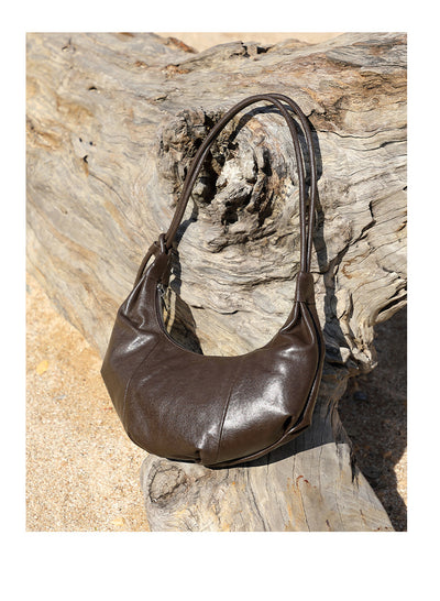 Genuine Leather Croissant Bag | Stylish Shoulder and Crossbody Design 3 in 1 Fashion Women Anti-Theft Backpack