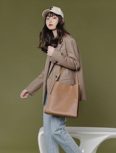 Genuine Leather Shoulder  Bag Large Capacity Tote Bag