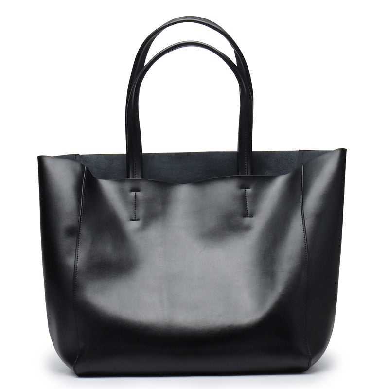 Genuine Leather Large Capacity Shopping Bag Shoulder Bag Tote Bag