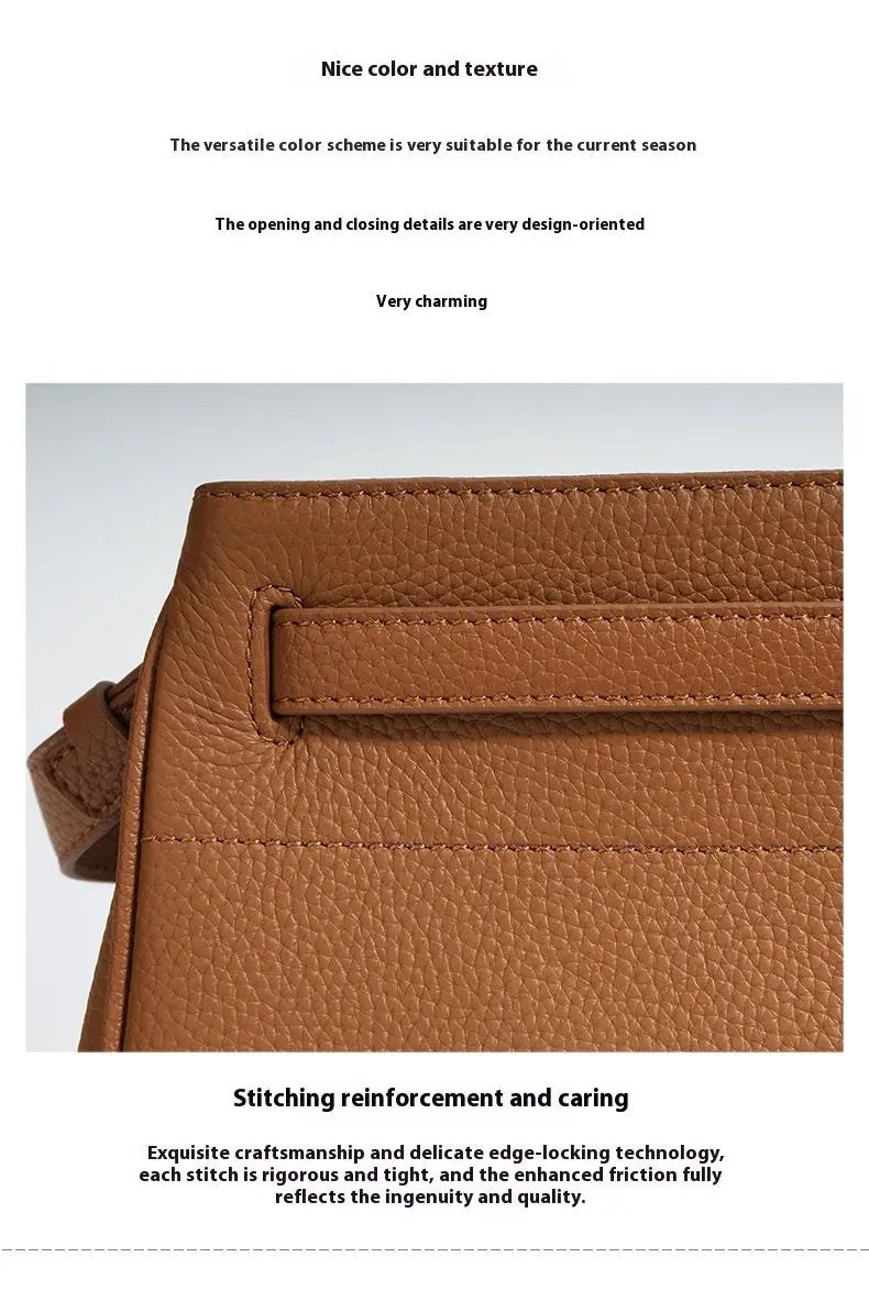 Lock Design Leather Bag - Genuine Leather Shoulder Crossbody Tote Bag Lock Design Leather Bag Genuine Leather Shoulder Bag Crossbody Bag Tote Bag