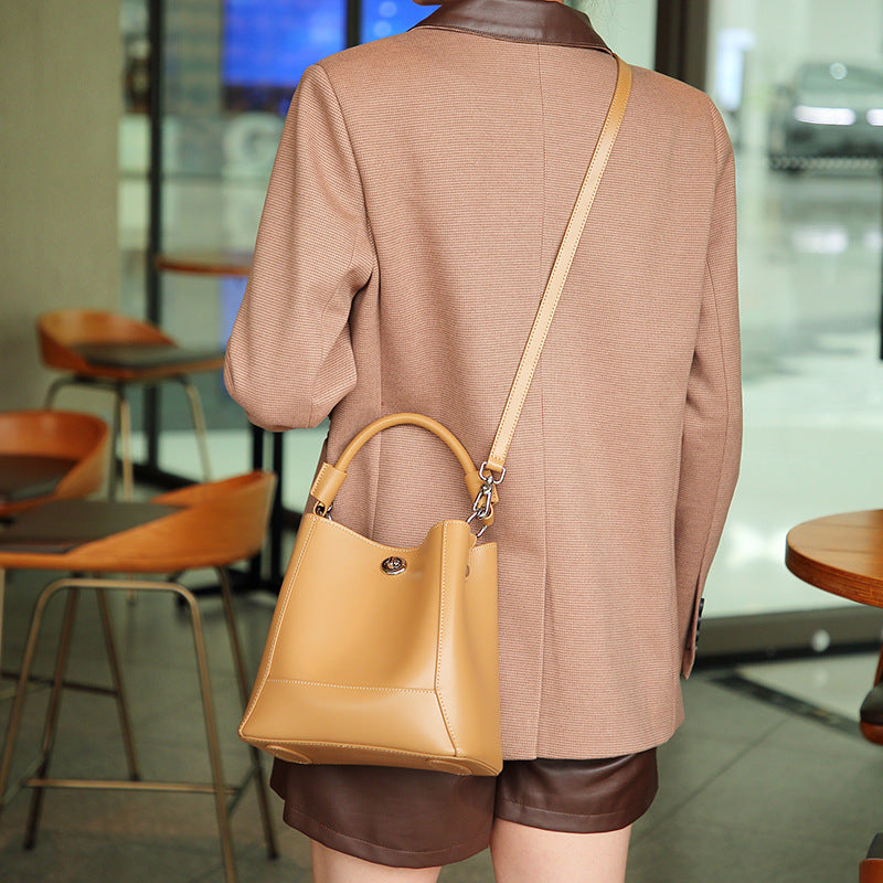 Genuine Leather Women's Shoulder Tote Bag Crossbody Bag Bucket Bag