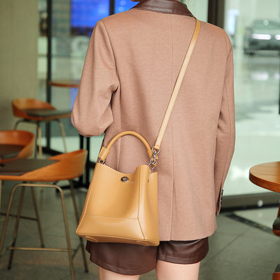 Genuine Leather Women's Shoulder Tote Bag Crossbody Bag Bucket Bag