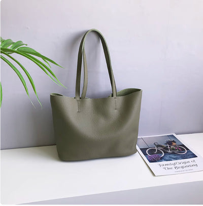 Genuine Leather Lightweight Small Size Tote Bag Shoulder Bag Handbag