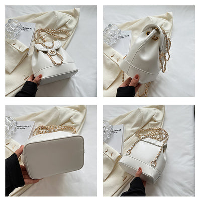 Vegan Leather Chain Backpack One Shoulder Bucket Bag