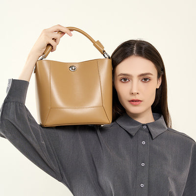 Genuine Leather Women's Shoulder Tote Bag Crossbody Bag Bucket Bag