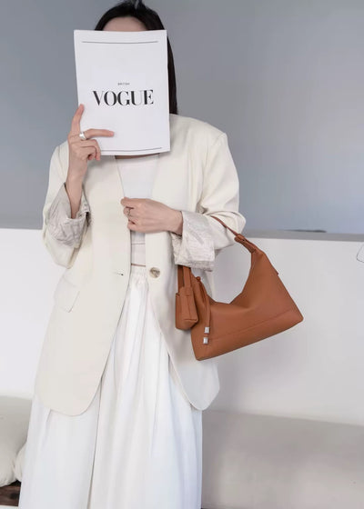 Genuine Leather Bag Minimalist Shoulder Bag Tote Bag  Leather Handbag Underarm Crossbody