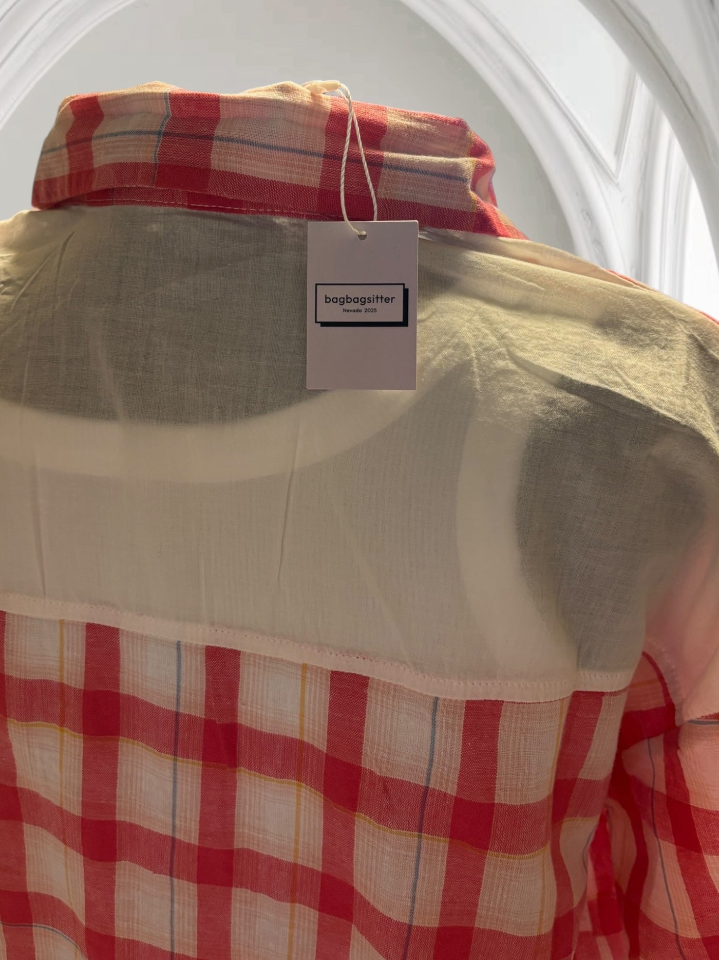 Women Plaid Shirt Summer Top Short Sleeves Thin Plaid Top