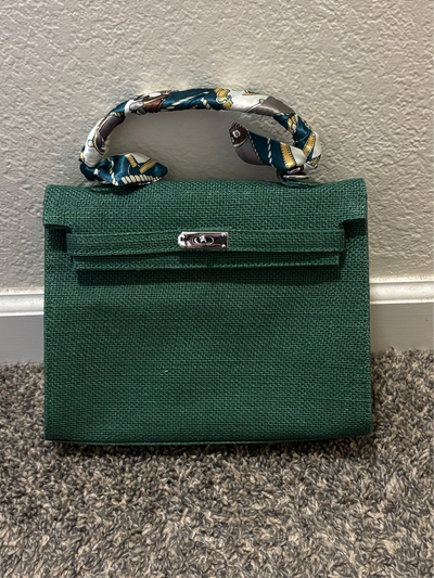 French Style Jute Mini Bag Crossbody Bag Women Green Color Tote Bag Shoulder Bag