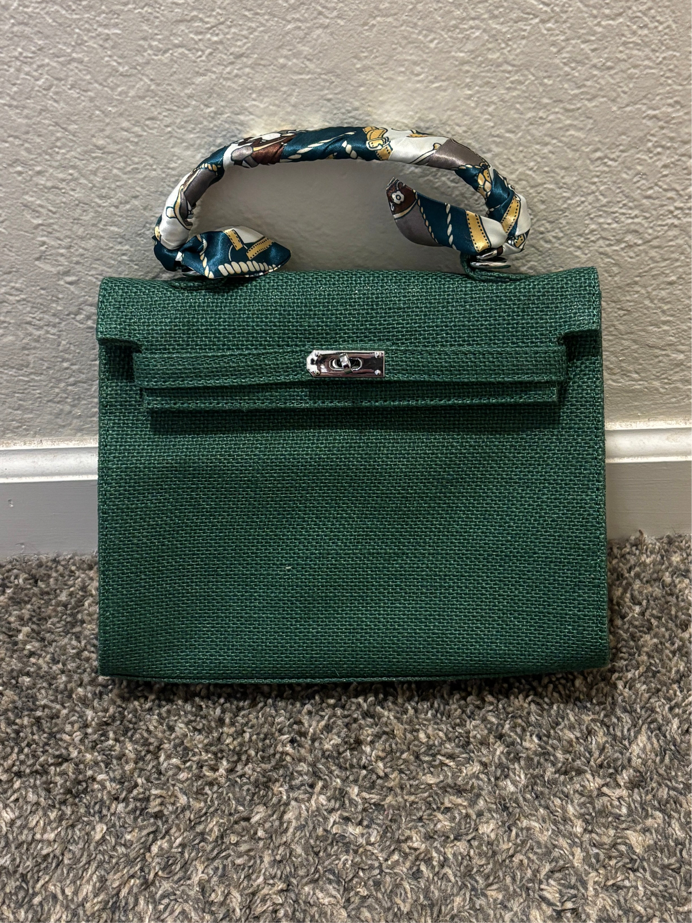 French Style Jute Mini Bag Crossbody Bag Women Green Color Tote Bag Shoulder Bag