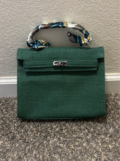 French Style Jute Mini Bag Crossbody Bag Women Green Color Tote Bag Shoulder Bag