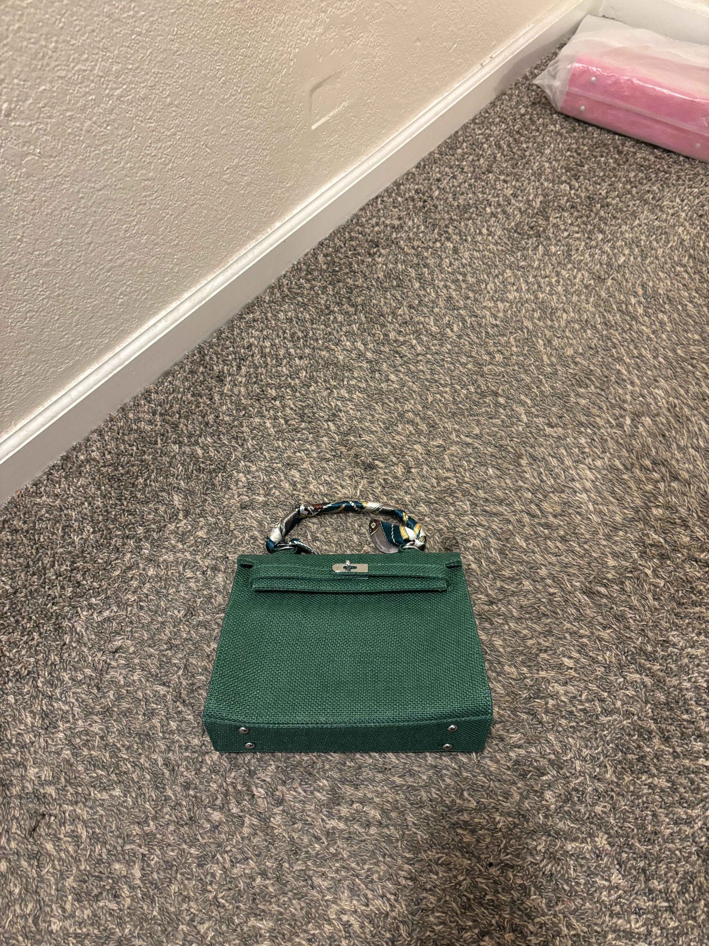 French Style Jute Mini Bag Crossbody Bag Women Green Color Tote Bag Shoulder Bag