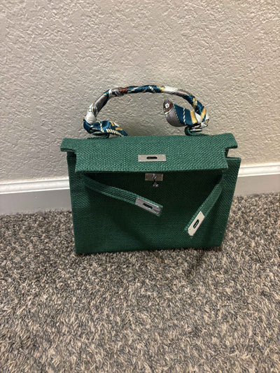 French Style Jute Mini Bag Crossbody Bag Women Green Color Tote Bag Shoulder Bag