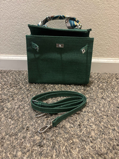 French Style Jute Mini Bag Crossbody Bag Women Green Color Tote Bag Shoulder Bag