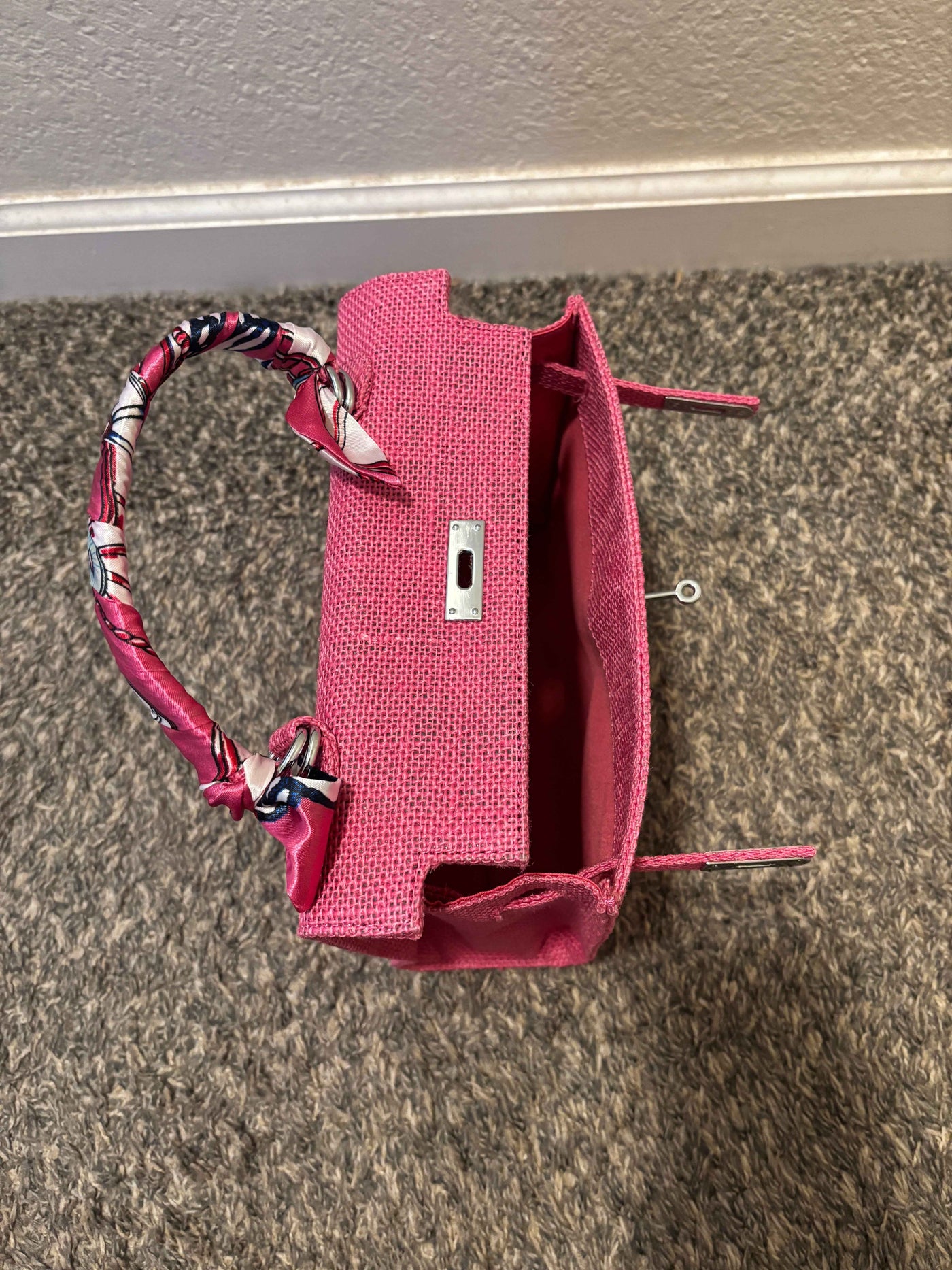 French Style Jute Mini Bag Crossbody Bag Women Pink Color Tote Bag Shoulder Bag