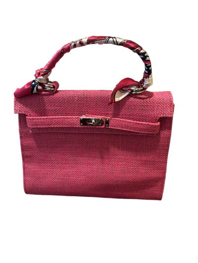 French Style Jute Mini Bag Crossbody Bag Women Pink Color Tote Bag Shoulder Bag