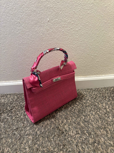 French Style Jute Mini Bag Crossbody Bag Women Pink Color Tote Bag Shoulder Bag
