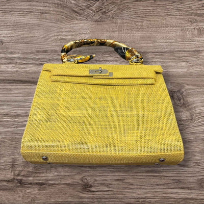 French Style Jute Mini Bag Crossbody Bag Women Yellow Color Tote Bag Shoulder Bag