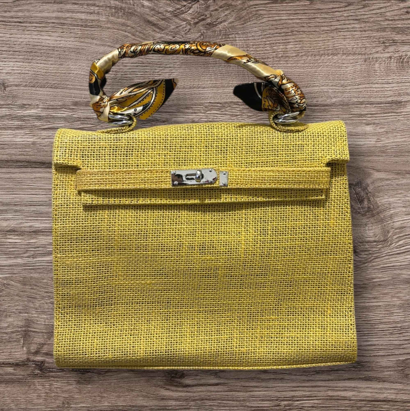 French Style Jute Mini Bag Crossbody Bag Women Yellow Color Tote Bag Shoulder Bag