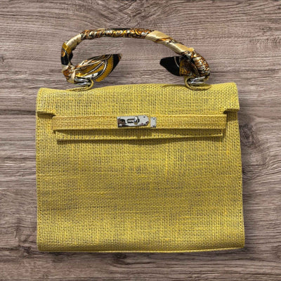 French Style Jute Mini Bag Crossbody Bag Women Yellow Color Tote Bag Shoulder Bag