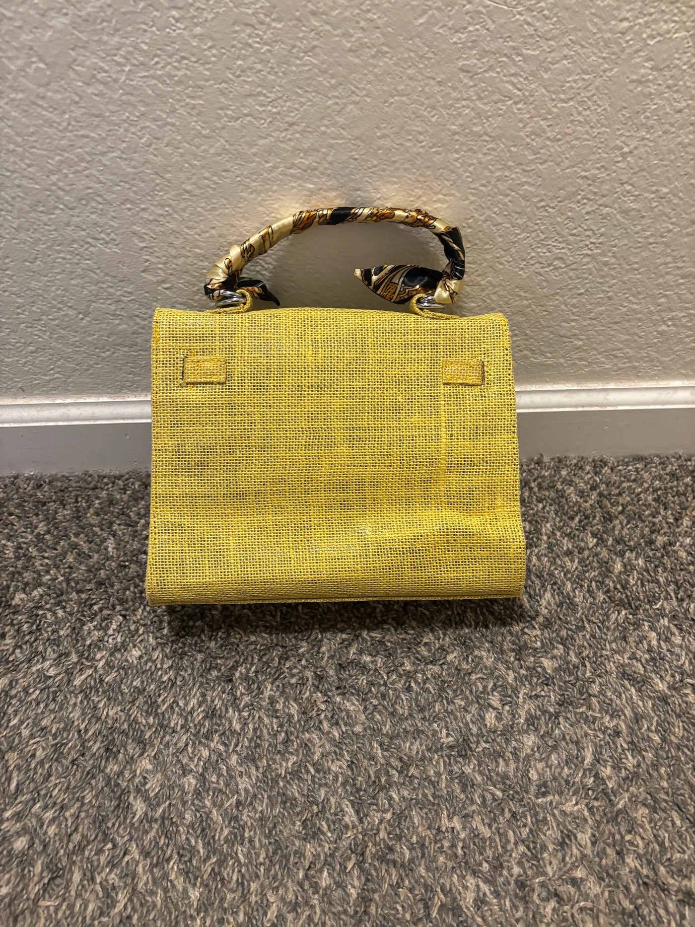 French Style Jute Mini Bag Crossbody Bag Women Yellow Color Tote Bag Shoulder Bag