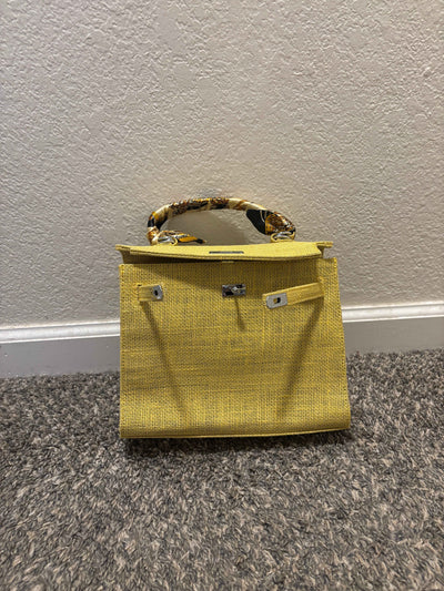 French Style Jute Mini Bag Crossbody Bag Women Yellow Color Tote Bag Shoulder Bag