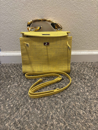 French Style Jute Mini Bag Crossbody Bag Women Yellow Color Tote Bag Shoulder Bag