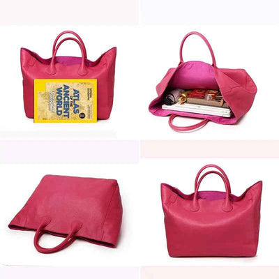 Genuine leather Larger capacity Tote Bag Cowhide Simple Soft Leather