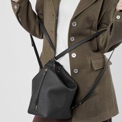 Genuine Leather Underarm Bag Cowhide Large-capacity Bucket Bag Backpack Versatile Bag