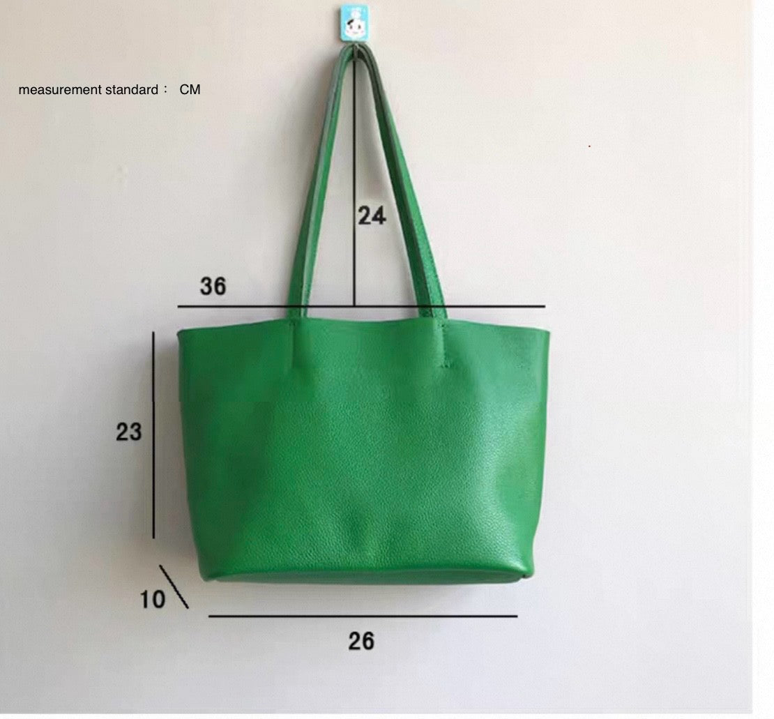 Genuine Leather Lightweight Small Size Tote Bag Shoulder Bag Handbag