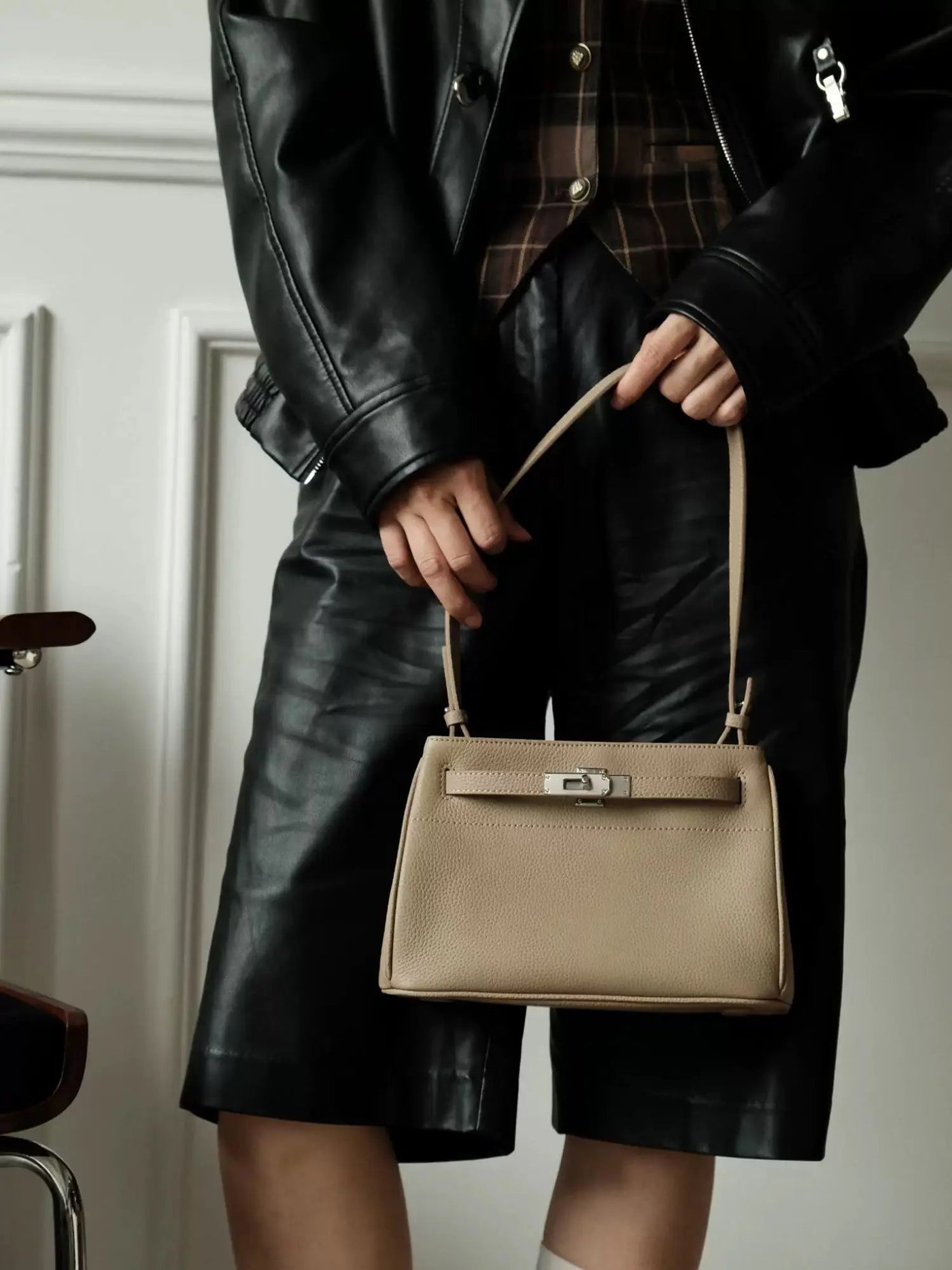 Lock Design Leather Bag - Genuine Leather Shoulder Crossbody Tote Bag Lock Design Leather Bag Genuine Leather Shoulder Bag Crossbody Bag Tote Bag