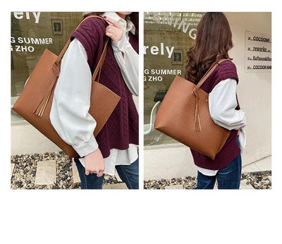 Vegan Leather Shoulder Bag with Large Capacity Vegan Leather Shoulder Bag Large Capacity