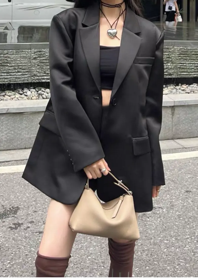 Genuine Leather Shoulder Tote Bag - Stylish Crossbody Design in Black Bags Genuine Leather Shoulder Bag Tote Bag C