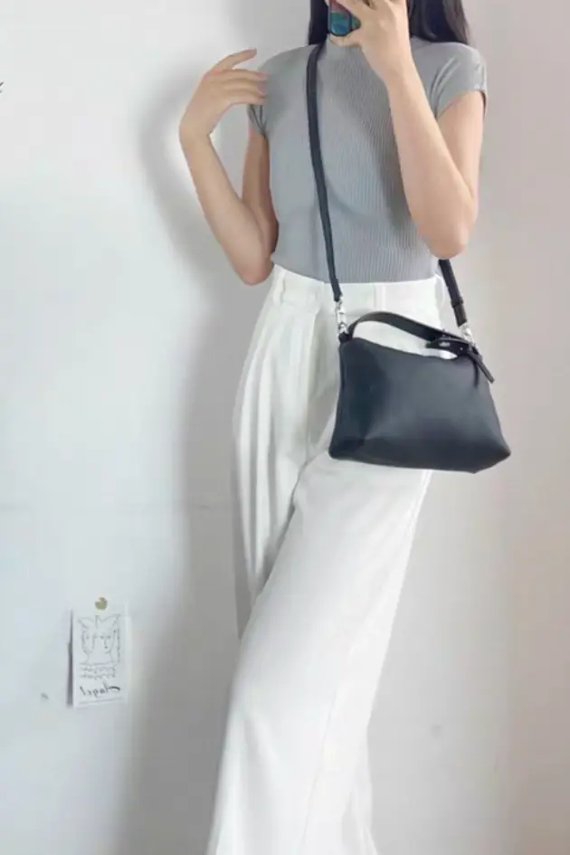Genuine Leather Shoulder Tote Bag - Stylish Crossbody Design in Black Bags Genuine Leather Shoulder Bag Tote Bag C