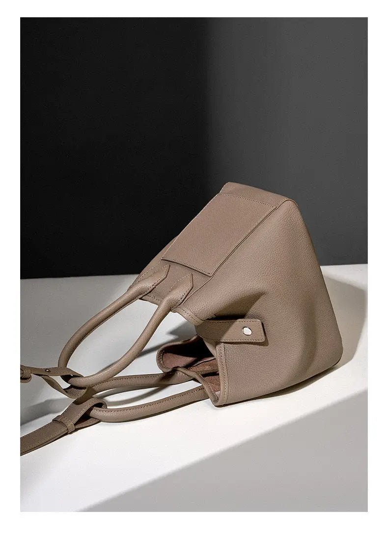Genuine Leather Bucket Bag - Vegetable Basket, Shoulder & Crossbody Tote Bag Genuine Leather Vegetable Basket Bag Buc