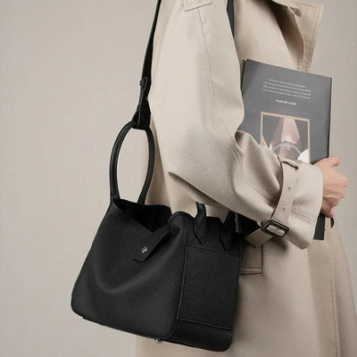 Genuine Leather Bucket Bag - Vegetable Basket, Shoulder & Crossbody Tote Bag Genuine Leather Vegetable Basket Bag Buc