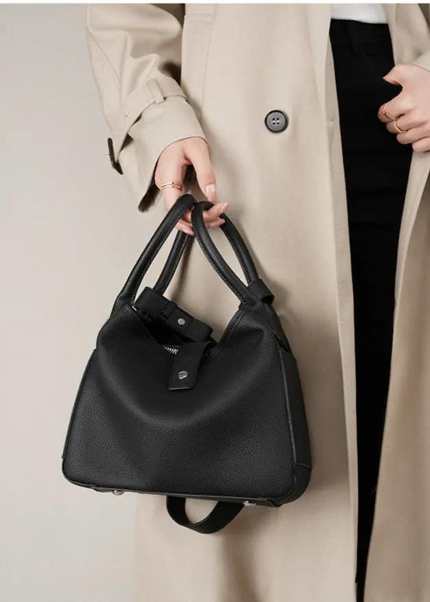 Genuine Leather Bucket Bag - Vegetable Basket, Shoulder & Crossbody Tote Bag Genuine Leather Vegetable Basket Bag Buc