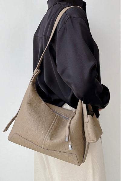 Genuine Leather Shoulder Bag - Minimalist Tote and Crossbody Handbag Genuine Leather Bag Minimalist Shoulder