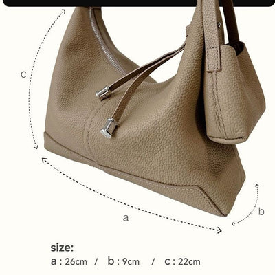 Genuine Leather Shoulder Bag - Minimalist Tote and Crossbody Handbag Genuine Leather Bag Minimalist Shoulder