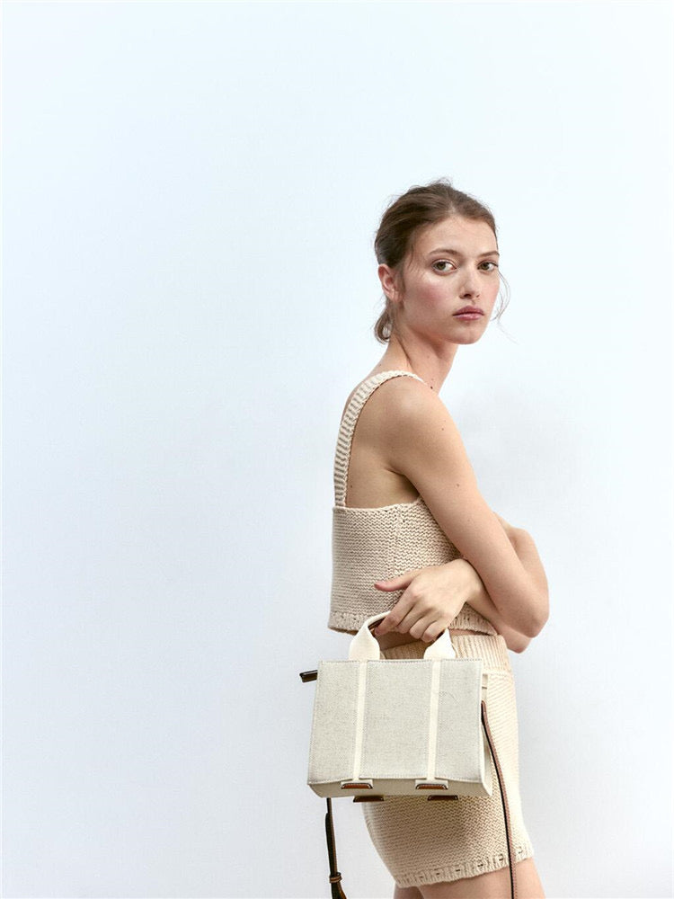 Canvas Shoulder Messenger Bag - Portable Crossbody Tote Bag Underarm Canvas Stitching Portable Shoulder Messe