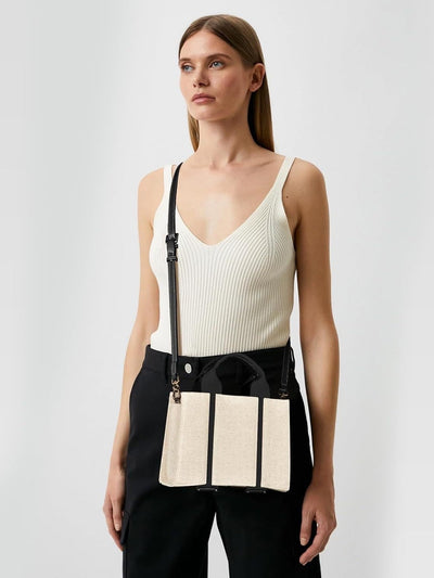 Canvas Shoulder Messenger Bag - Portable Crossbody Tote Bag Underarm Canvas Stitching Portable Shoulder Messe