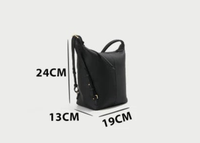 Genuine Leather Bucket Bag - Cowhide Large-Capacity Underarm & Backpack Versatile Bag Genuine Leather Underarm Bag Cowhide Lar
