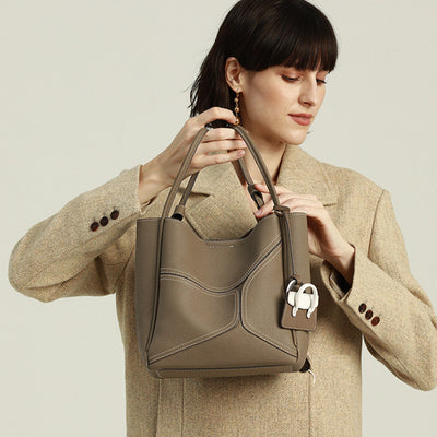 Genuine Leather Shoulder Tote Bag - Large Capacity Underarm Bag Genuine Leather Large Capacity Underarm