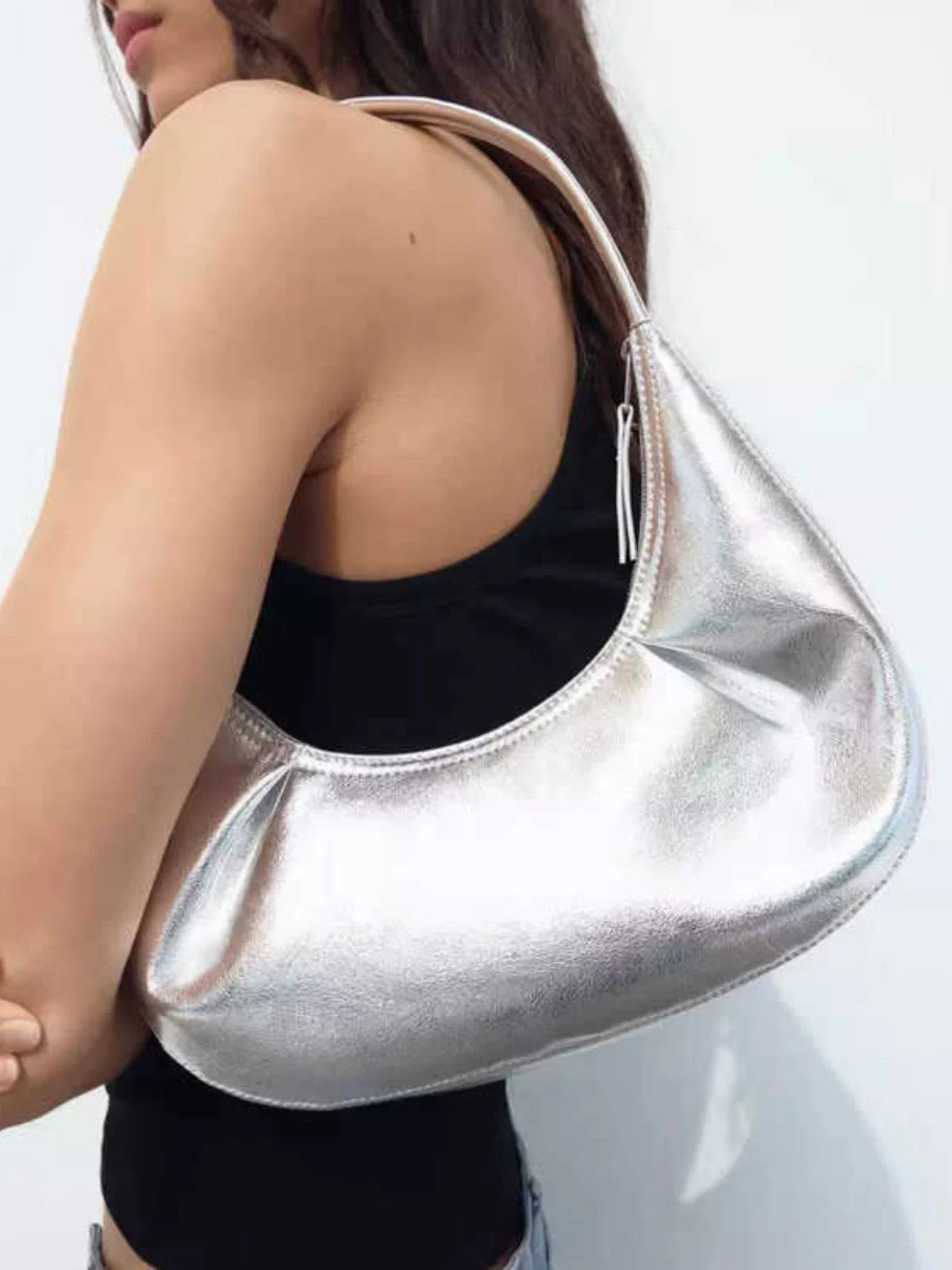 Vegan Leather Shoulder Bag - Selenodont Underarm Tote Bag Vegan Leather Selenodont Shoulder Bag Un