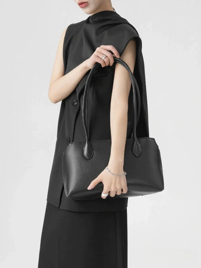 Genuine Leather Tote Bag - Large Capacity Underarm and Shoulder Bag Genuine Leather Tote Bag Large Capacity