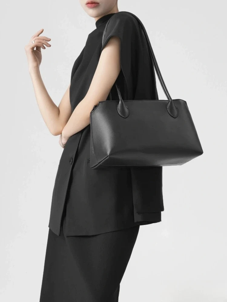 Genuine Leather Tote Bag - Large Capacity Underarm and Shoulder Bag Genuine Leather Tote Bag Large Capacity
