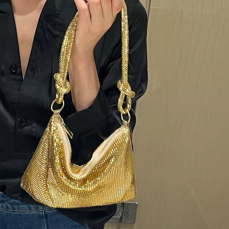 Aluminum Sequins Tote Bag - Stylish Aluminum Sheet Underarm Women's Bag Aluminum Sheet Underarm Women's Bag Met