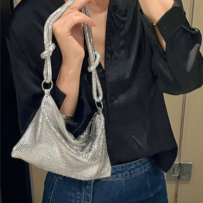 Aluminum Sequins Tote Bag - Stylish Aluminum Sheet Underarm Women's Bag Aluminum Sheet Underarm Women's Bag Met