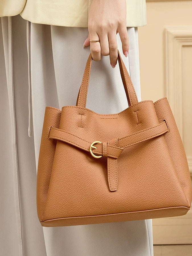 Authentic Leather Tote Bag - Versatile Shoulder and Crossbody Bag Authentic Leather Tote Bag