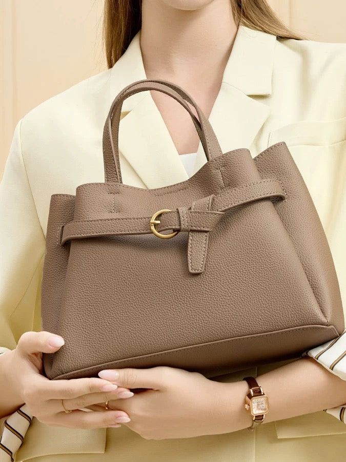 Authentic Leather Tote Bag - Versatile Shoulder and Crossbody Bag Authentic Leather Tote Bag