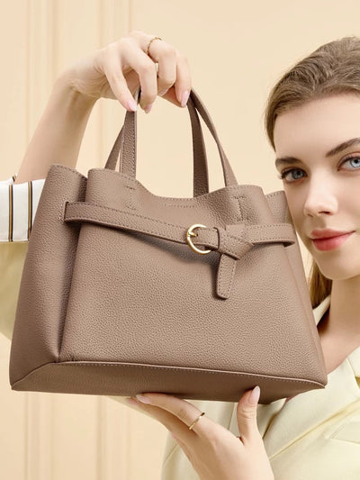 Authentic Leather Tote Bag - Versatile Shoulder and Crossbody Bag Authentic Leather Tote Bag